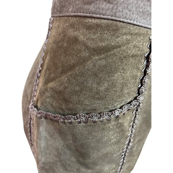 S.M.H. Vintage Olive Green Leather High-Waisted Loose-Fit Trousers Size 14 - Picture 5 of 7